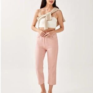 LOVE BONITO pink elastic crop jeans